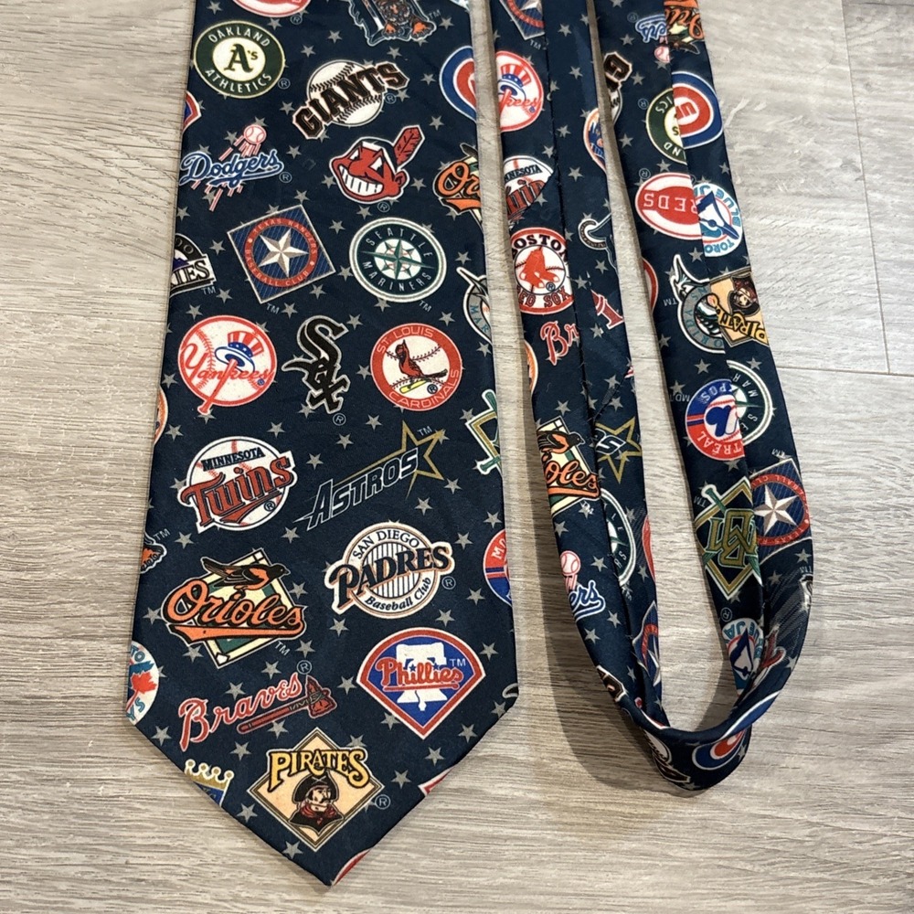 MLB Baseball Logos Neck Tie Surrey Brand‎ Vintage 1995